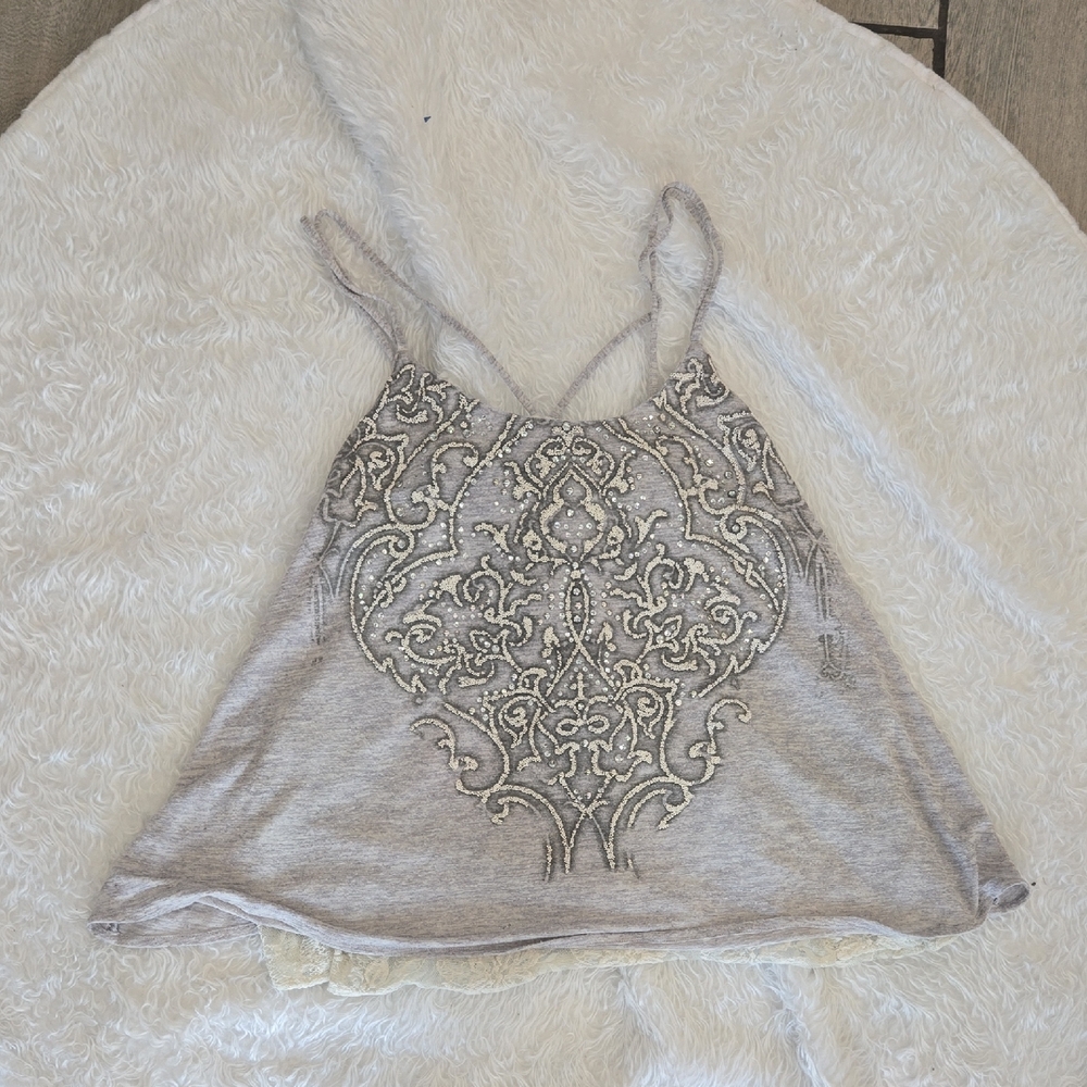 Elegant Gray Embellished Women's Top